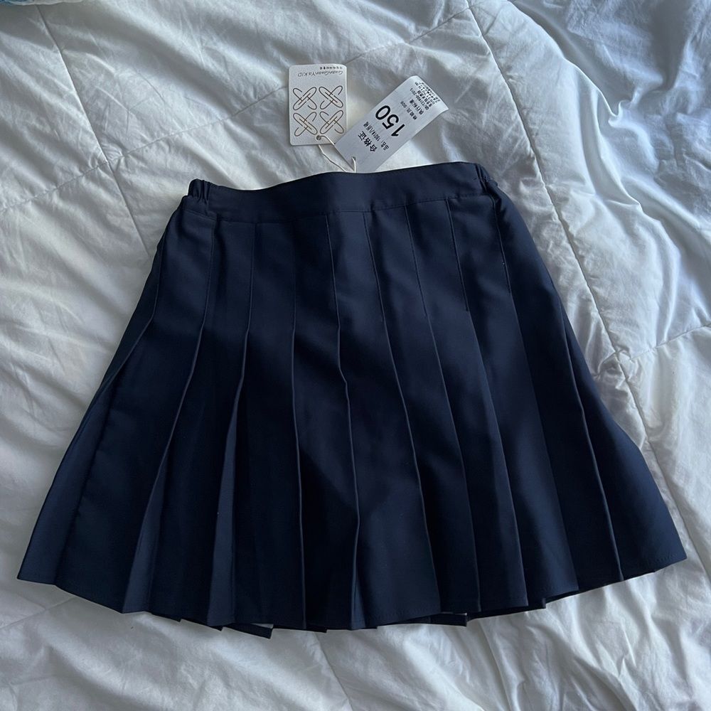 SANGTREE Girls Women's Pleated Skirt with Comfy Stretchy Band 10-11 Years Navy